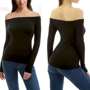 NWT AmélieBoutik Off Shoulder Long Sleeve Top Black Medium